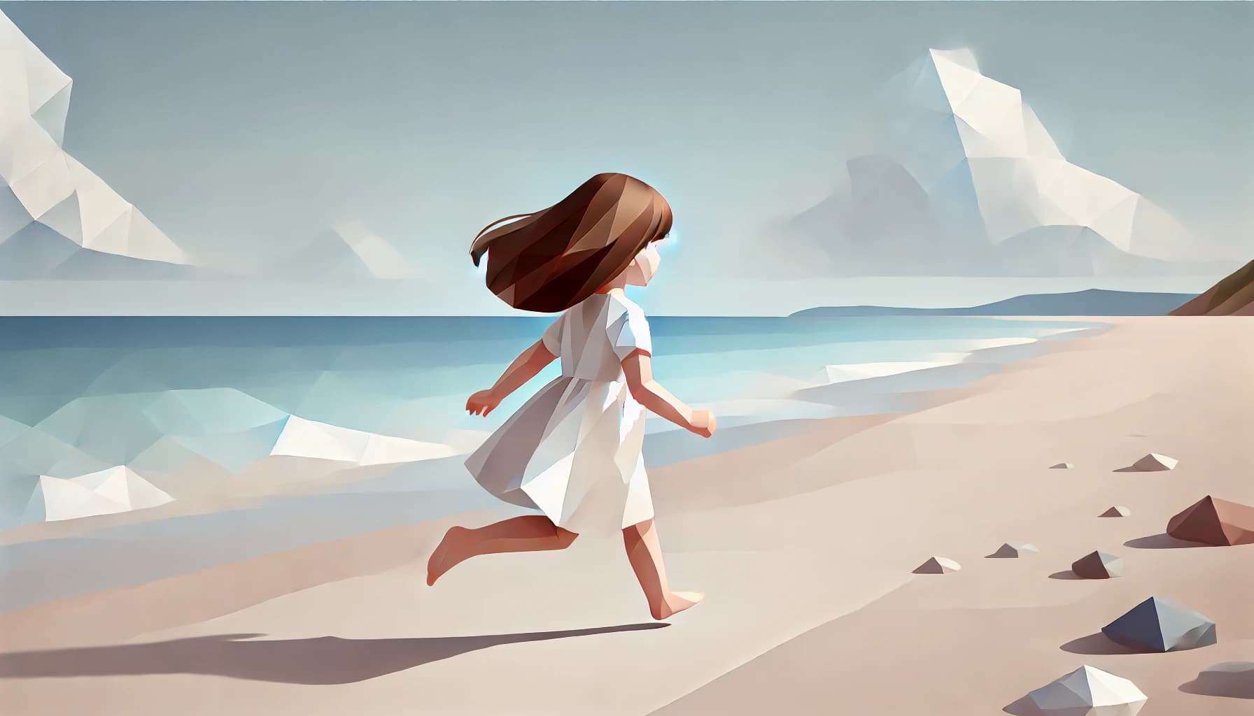 Girl running on a beach