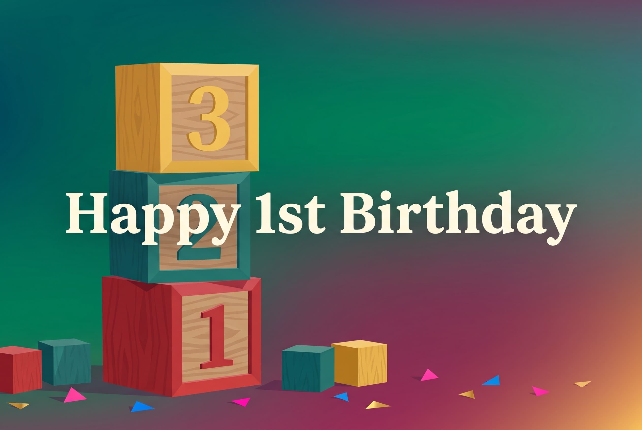 First birthday memory book with wooden number blocks