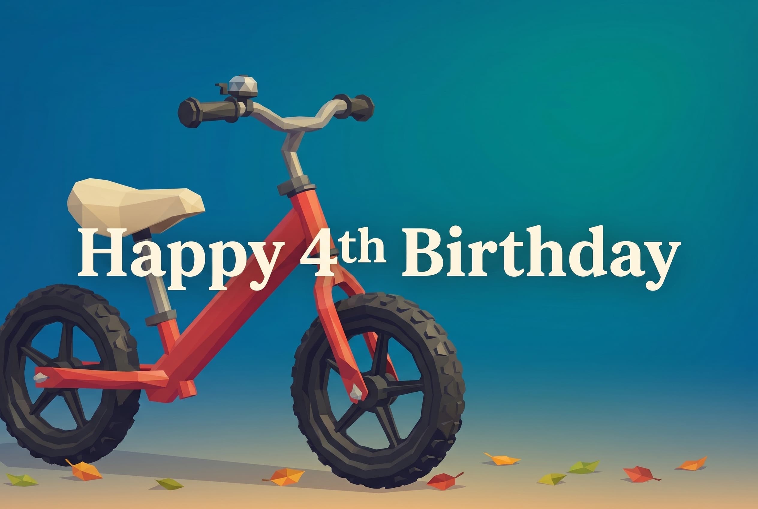 Fourth birthday memory book with a balance bike