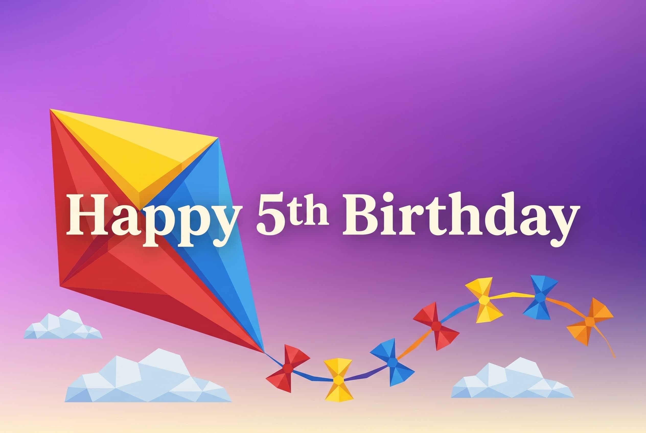Fifth birthday memory book with a kite