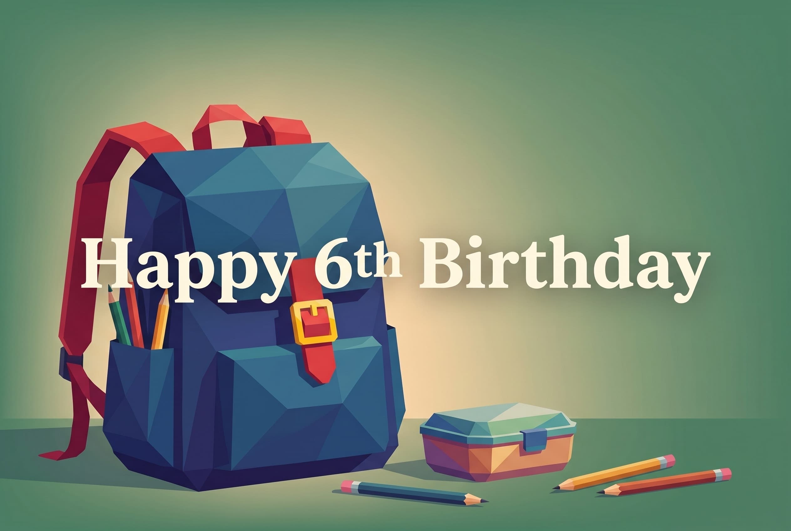 Sixth birthday memory book with a school backpack